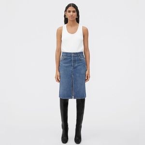 NWT Bottega Veneta Medium Washed Denim Midi Skirt, size 38